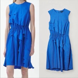 NWT COS linen Blue Layered Dress Royal Blue Sleeveless Mini Knee length